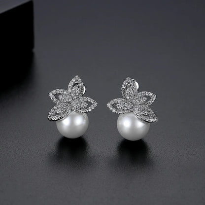 Luxe Pave Pearl Elegance Earring