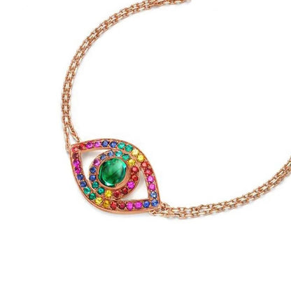 Emerald Rose & Rainbow Sublime Evil Eye Bracelet (925)