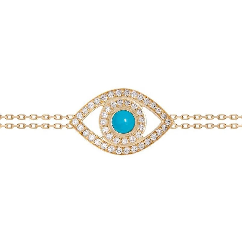 Gold & Turquoise Sublime Evil Eye Bracelet (925)