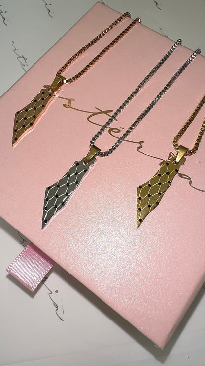 From The River To The Sea Reversible Black Cubic Necklace (Rose, Gold, Two Tone Silver)