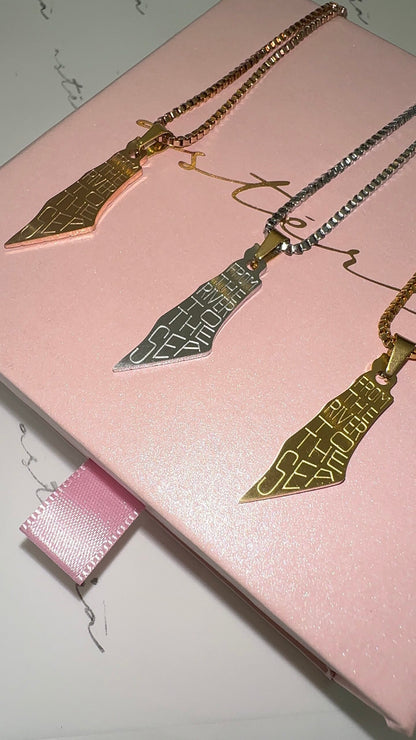 From The River To The Sea Reversible Black Cubic Necklace (Rose, Gold, Two Tone Silver)