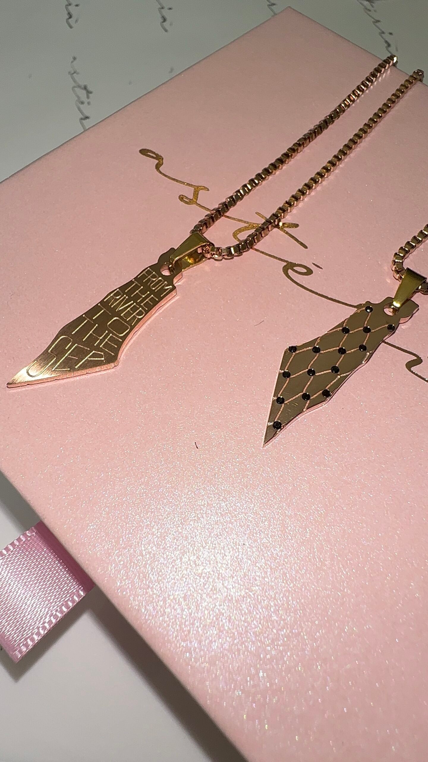 From The River To The Sea Reversible Black Cubic Necklace (Rose, Gold, Two Tone Silver)