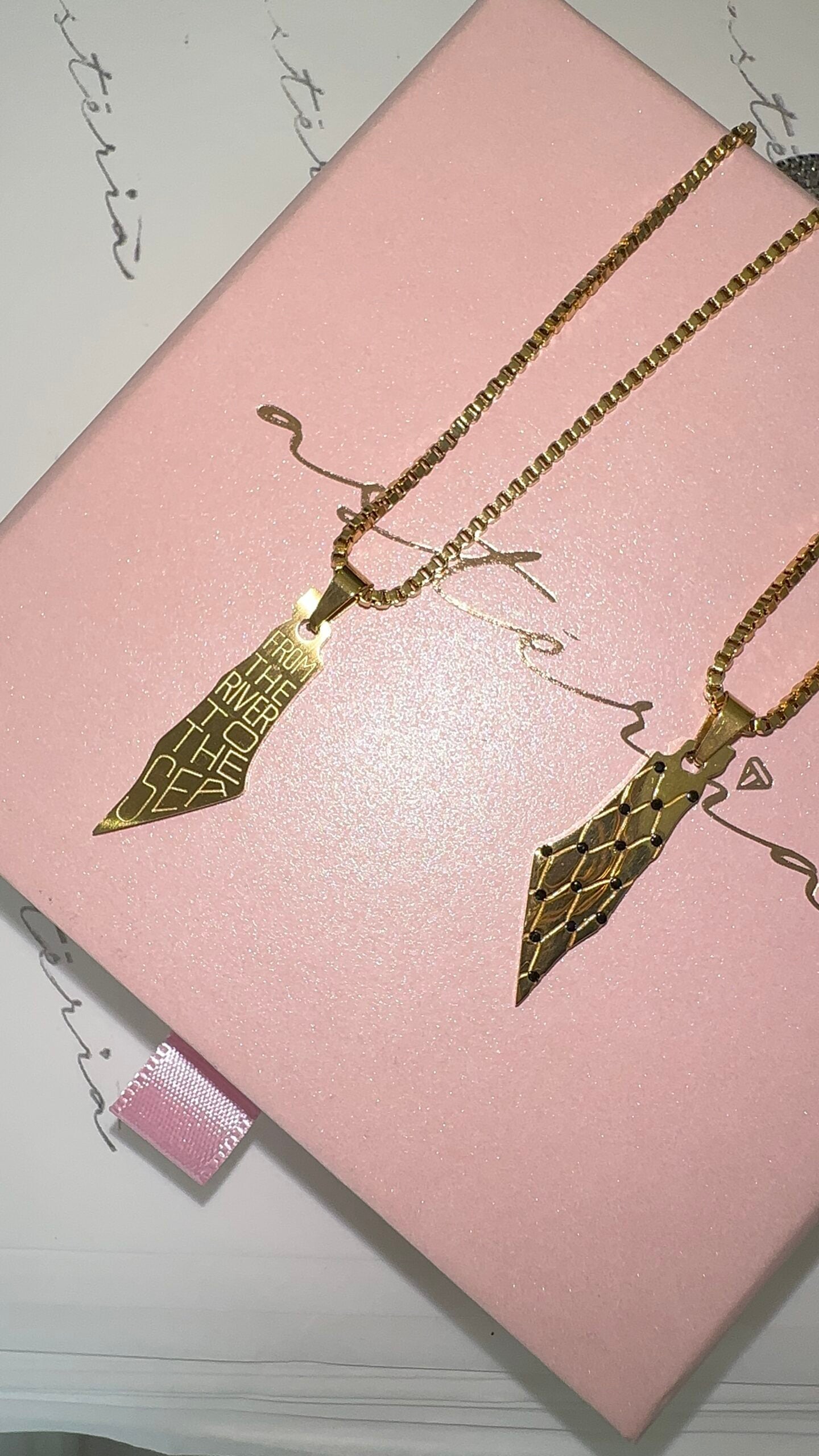 From The River To The Sea Reversible Black Cubic Necklace (Rose, Gold, Two Tone Silver)