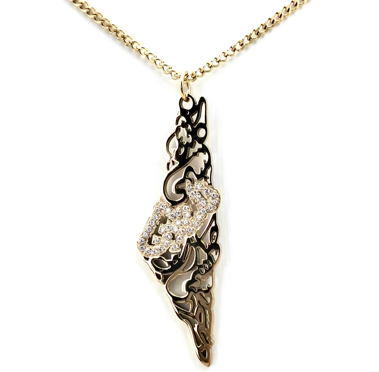Gold Palestine Calligraphy Sparkle Necklace