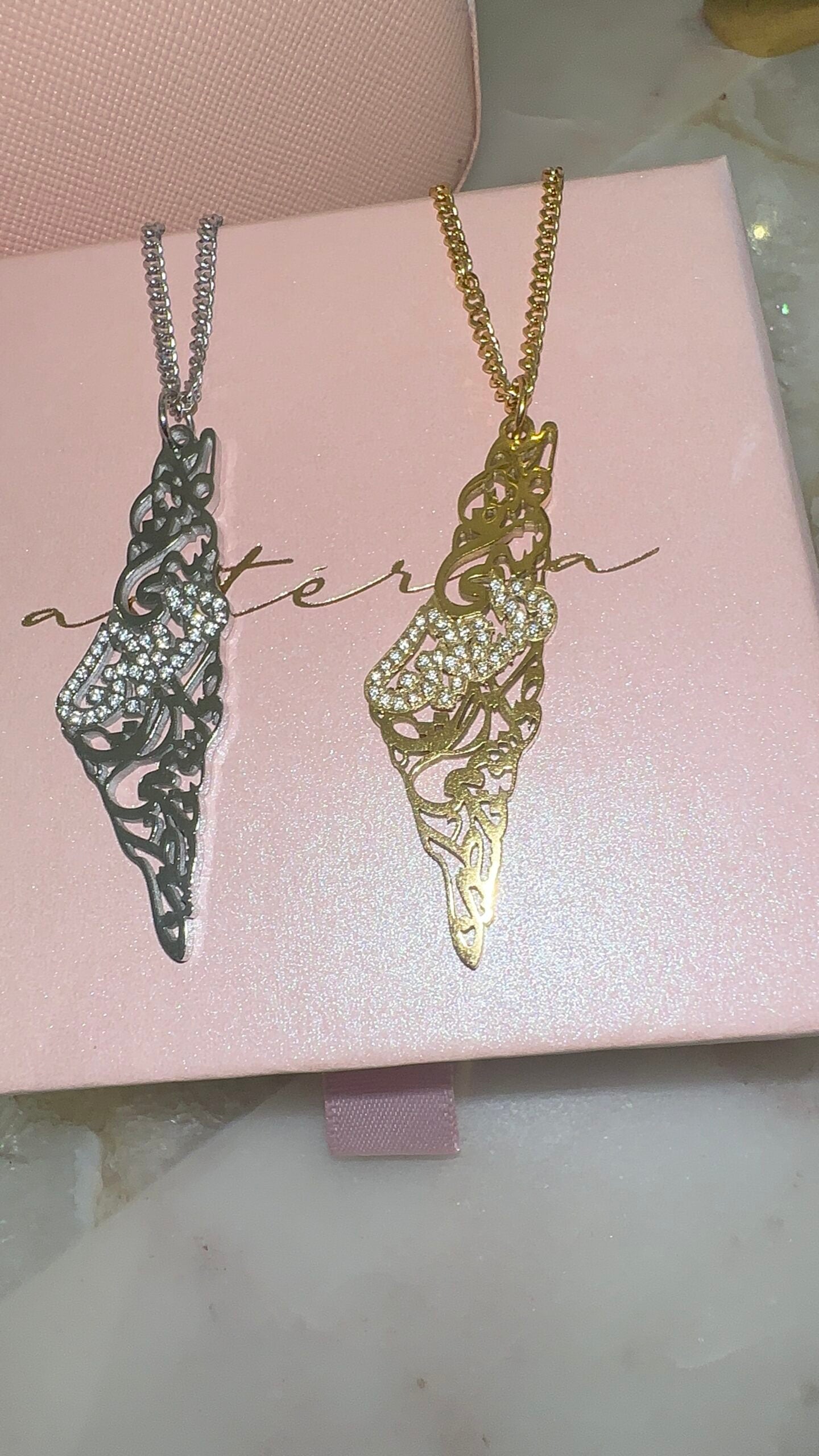 Gold Palestine Calligraphy Sparkle Necklace