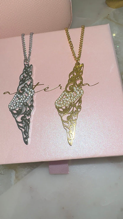 Gold Palestine Calligraphy Sparkle Necklace