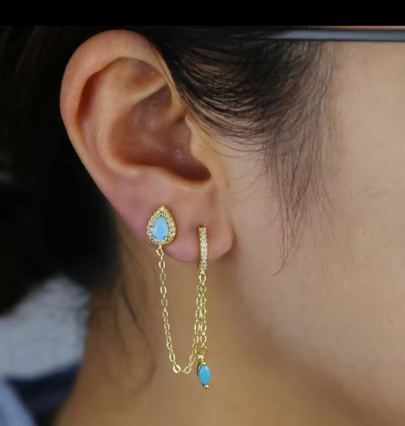 Turquoise Sparkle Mystical Earring Drape