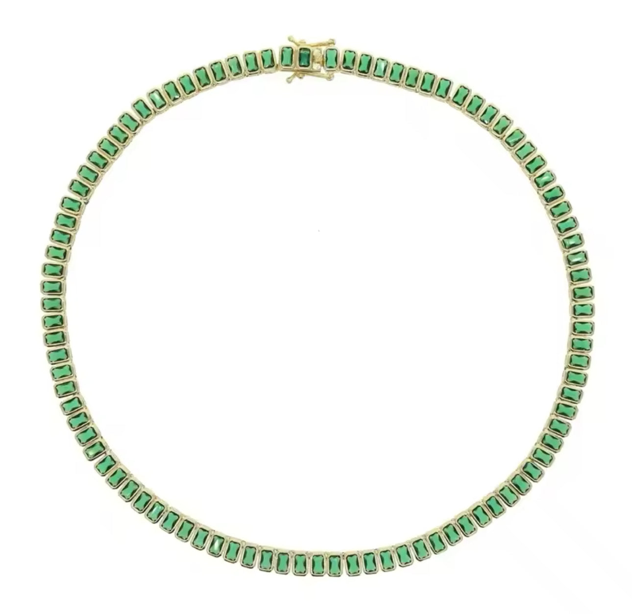 Green & Gold Emerald Bezel Tennis Set (Mix Metal)