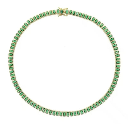 Green & Gold Emerald Bezel Tennis Set (Mix Metal)