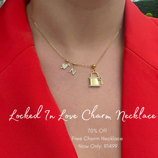 Valentines Locked In Love Charm Necklace/Bracelet/Anklet 925 Vermeil