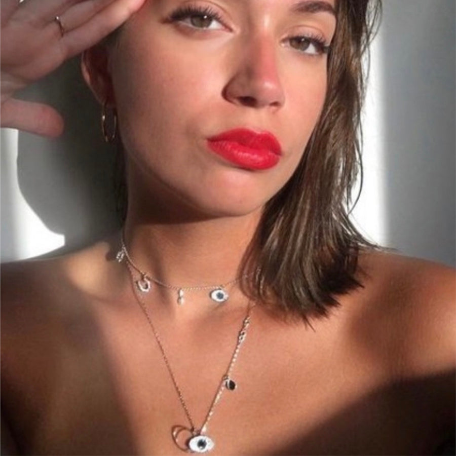 Moonlight Evil Eye Charm Dangle Necklace