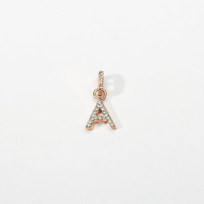 Rose Gold Initial Clip on Charm - A