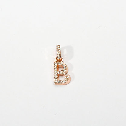 Rose Gold Initial Clip on Charm - B