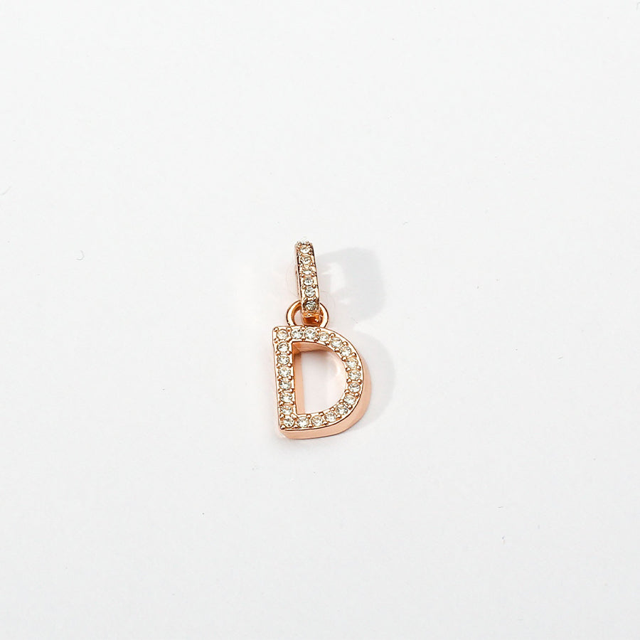 Rose Gold Initial Clip on Charm - D