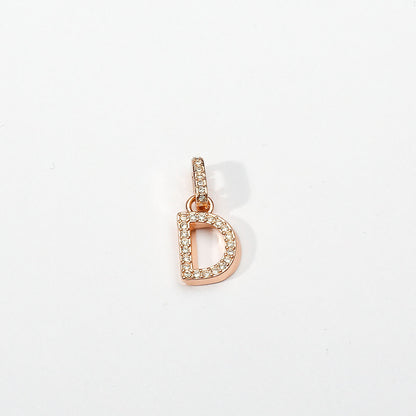 Rose Gold Initial Clip on Charm - D