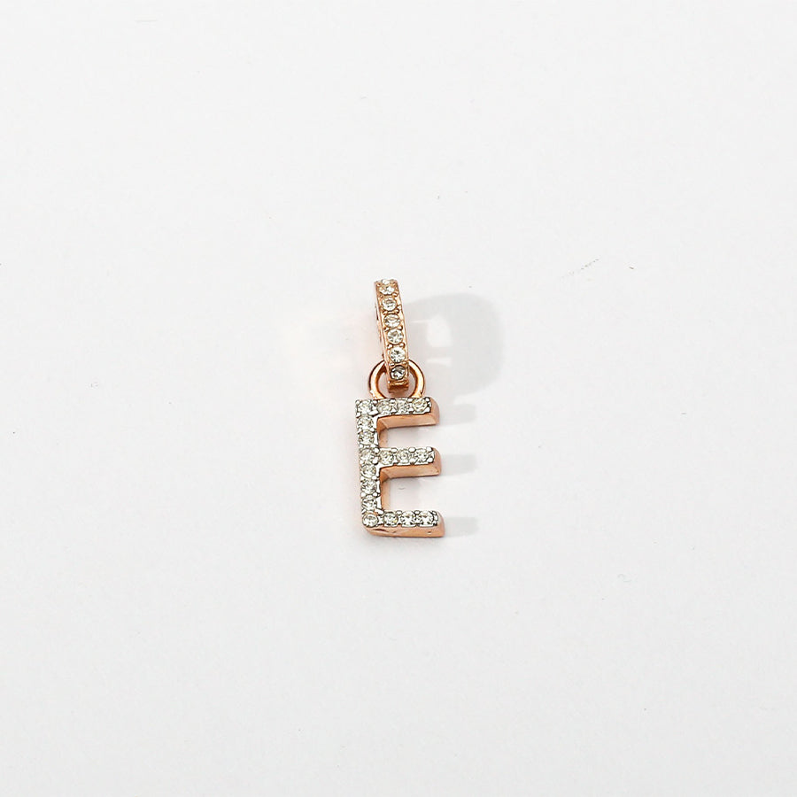 Rose Gold Initial Clip on Charm - E