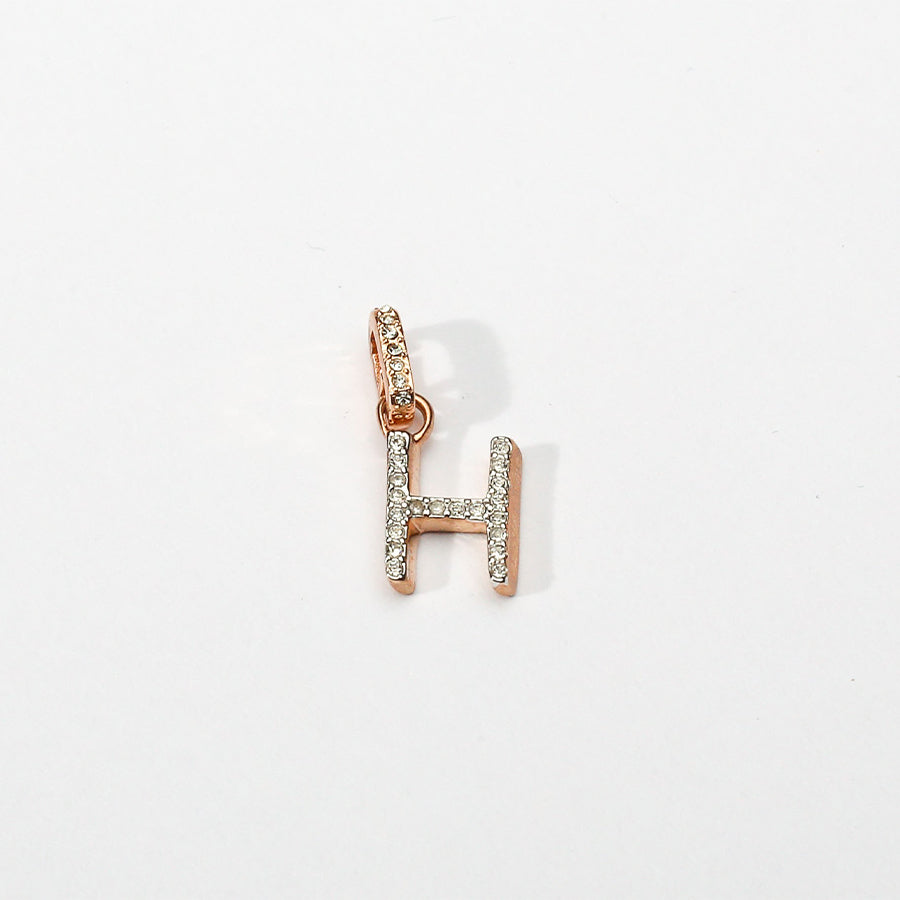 Rose Gold Initial Clip on Charm - H