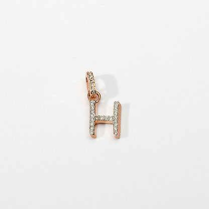 Rose Gold Initial Clip on Charm - H