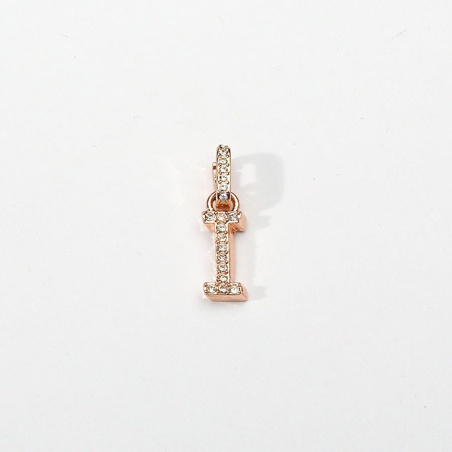 Rose Gold Initial Clip on Charm - I