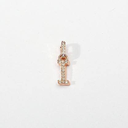 Rose Gold Initial Clip on Charm - I