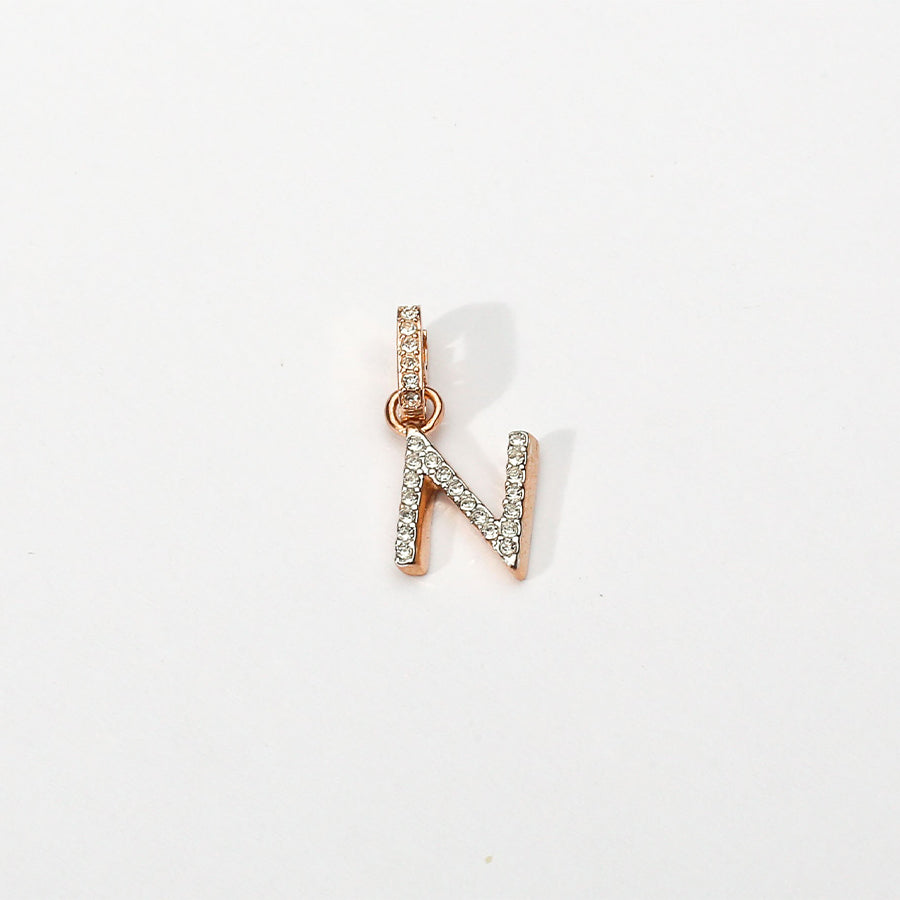 Rose Gold Initial Clip on Charm - N