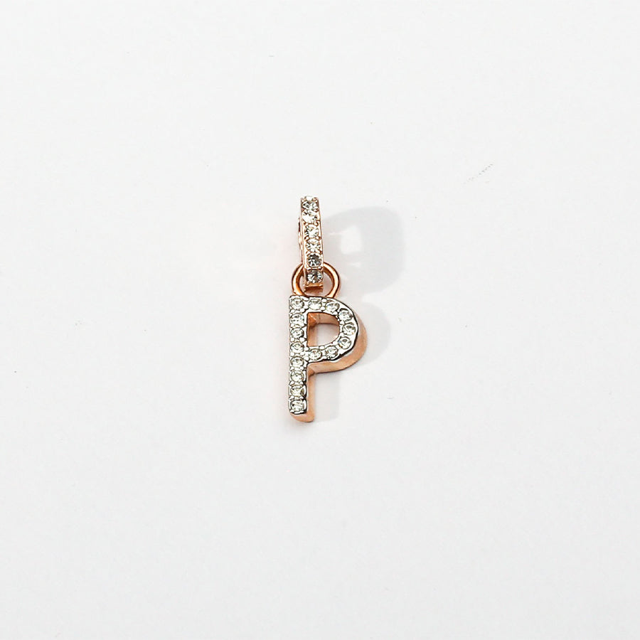Rose Gold Initial Clip on Charm - P