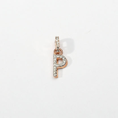 Rose Gold Initial Clip on Charm - P