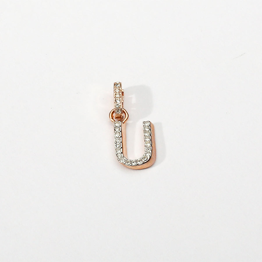 Rose Gold Initial Clip on Charm - U