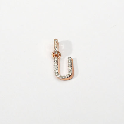 Rose Gold Initial Clip on Charm - U