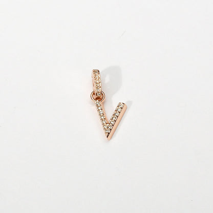 Rose Gold Initial Clip on Charm - V