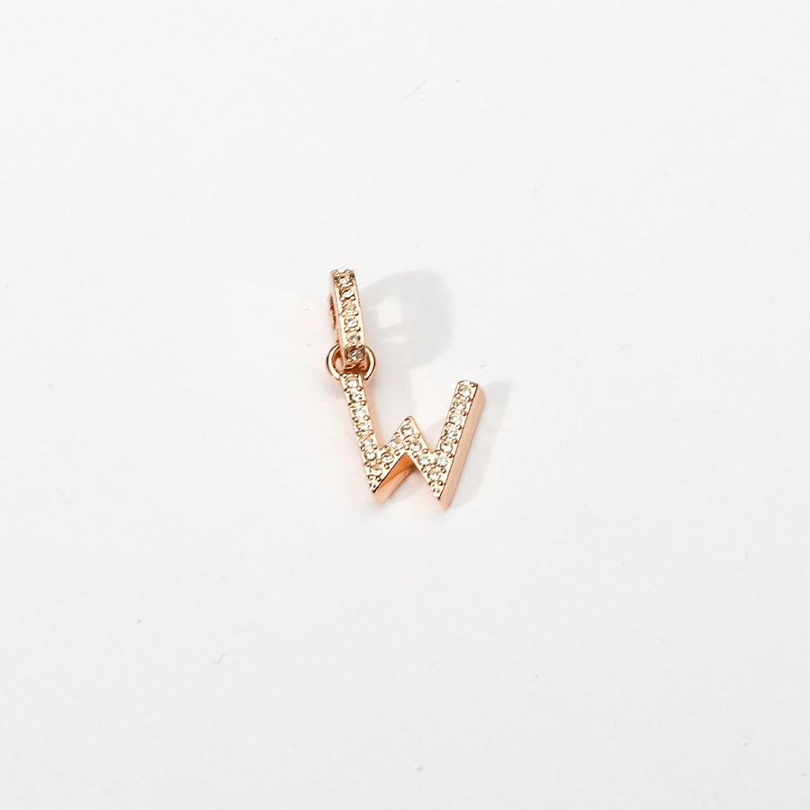 Rose Gold Initial Clip on Charm - W