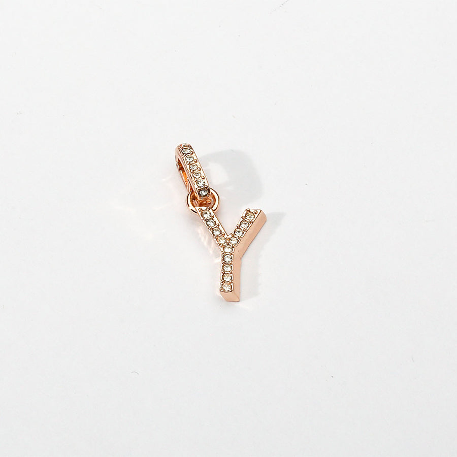 Rose Gold Initial Clip on Charm - Y