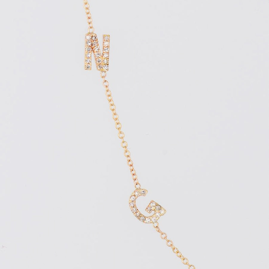 Sideswept Double Initial Necklace