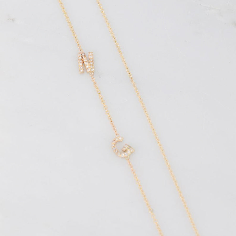 Sideswept Double Initial Necklace
