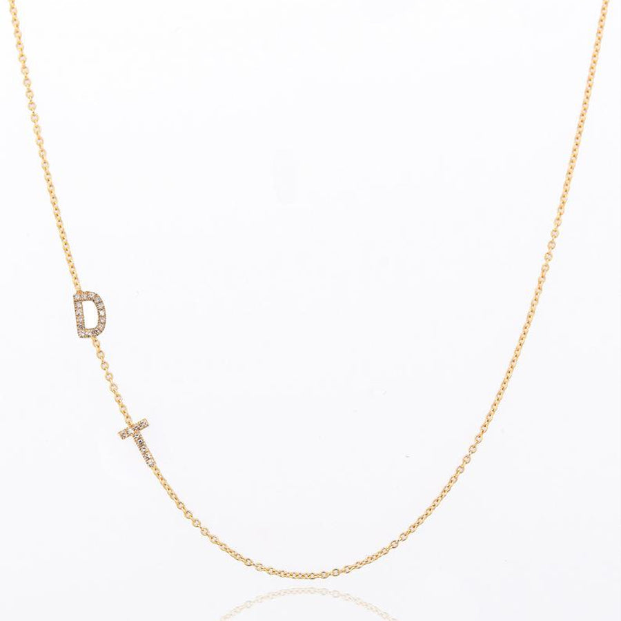 Sideswept Double Initial Necklace