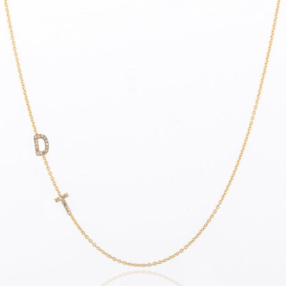 Sideswept Double Initial Necklace