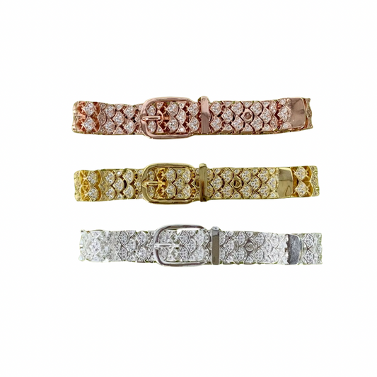 Full Pave Belt Buckle Bracelet (Gold, Silver, Rose)