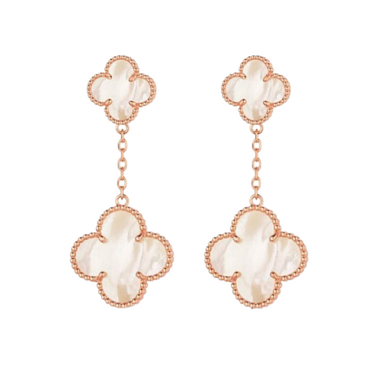 Rose Gold & Pearl Glam Drop Earring (925)