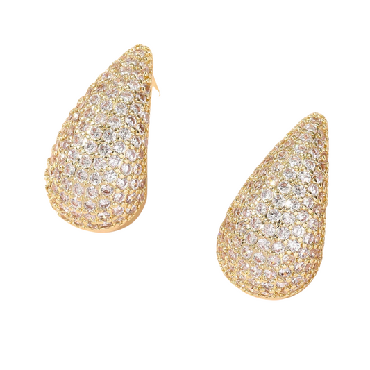 Gold BV Pave WaterDrop Earrings