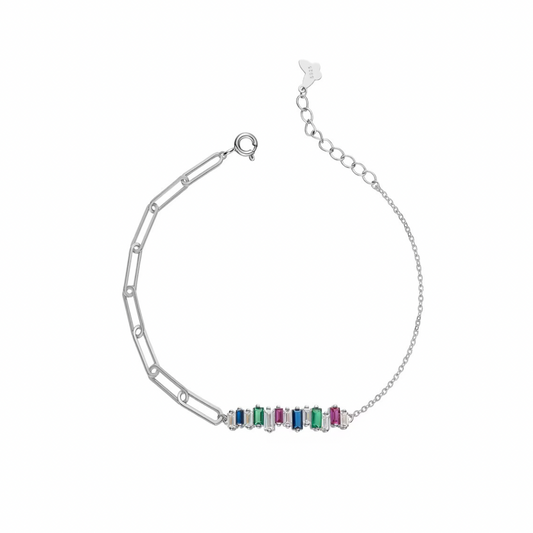 Silver Paperclip Chakra Bracelet (925, Vermeil)