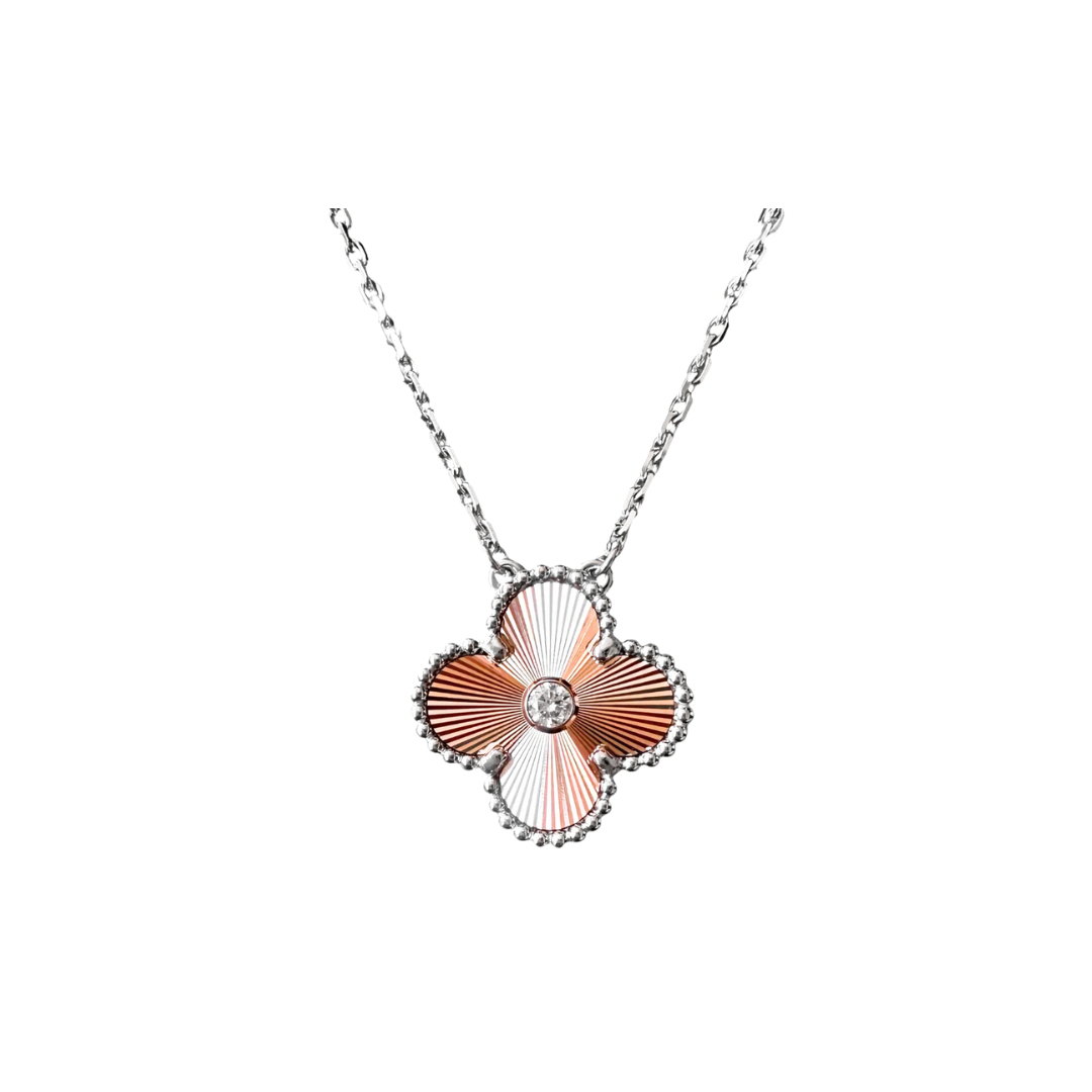Silver & Rose Gold Laser Cut NSCD Holiday Pendant Necklace (925, 18k Vermeil)