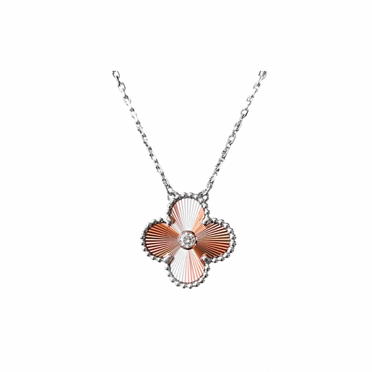 Silver & Rose Gold Laser Cut NSCD Holiday Pendant Necklace (925, 18k Vermeil)