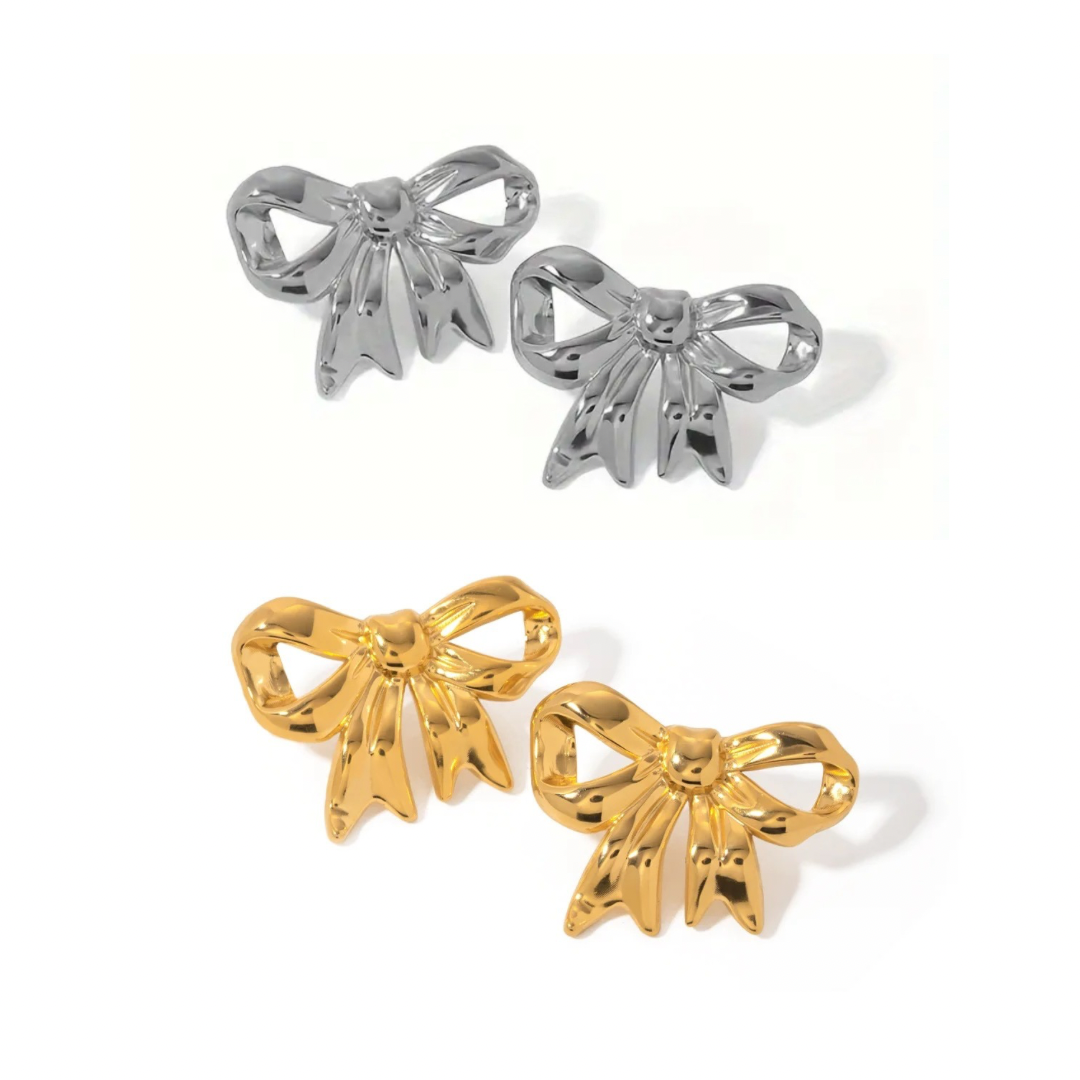 All Wrapped Up Exaggerated Bow Earring (Gold & Silver)