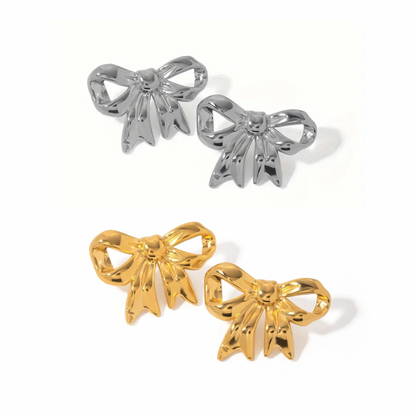 All Wrapped Up Exaggerated Bow Earring (Gold & Silver)