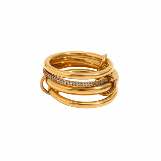Spinelli Inspired Gold 4 Layer Cubic Zirconia Ring