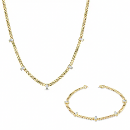 Gold Beautique Necklace & Bracelet Set (Mix Metal)