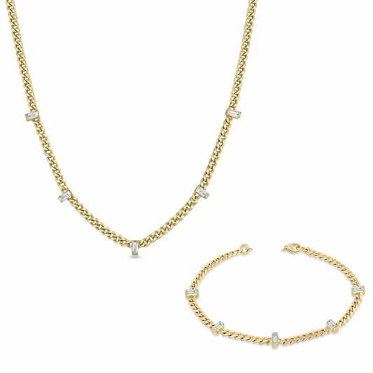 Gold Beautique Necklace & Bracelet Set (Mix Metal)