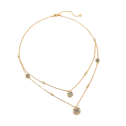 Gold Euro Flash Double Layer Necklace