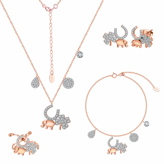 Designer Rose Gold Love, Luck & Abundance NSCD Charm Set (925, Vermeil)
