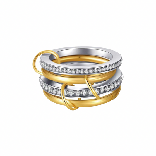 Spinelli Inspired Gold & Silver Double Cubic Ring